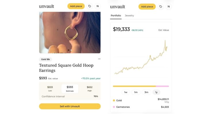 додаток Unvault оцінка ювелірних виробів смартфон